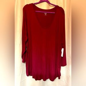 Burgundy red 3/4 sleeve top